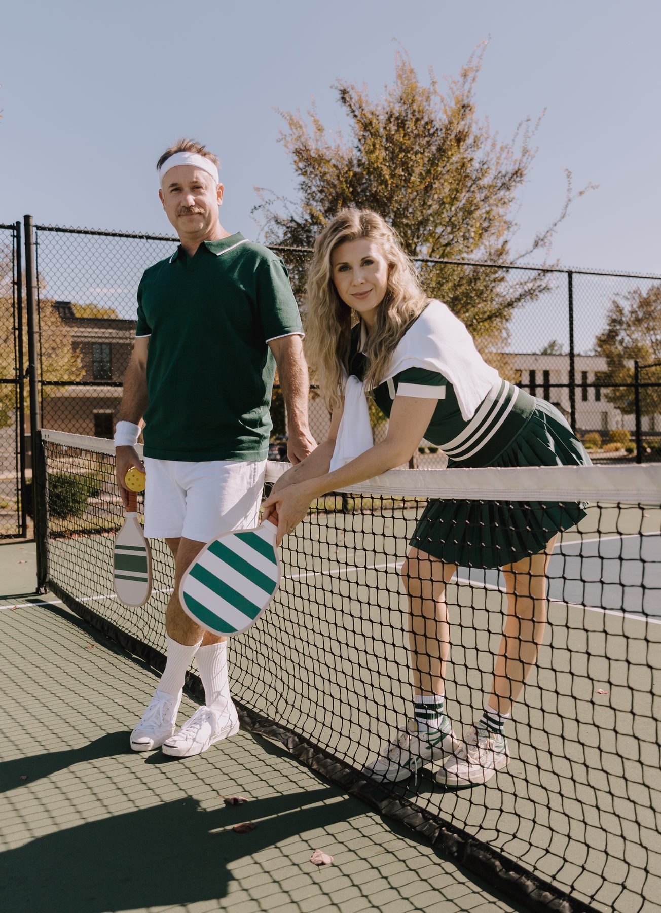Joe and Kristin on a pickleball court